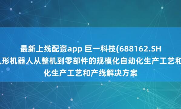 最新上线配资app 巨一科技(688162.SH)：积极探索人形机器人从整机到零部件的规模化自动化生产工艺和产线解决方案