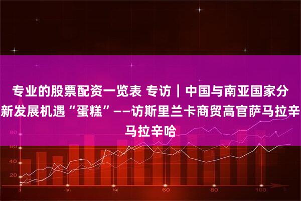 专业的股票配资一览表 专访｜中国与南亚国家分享新发展机遇“蛋糕”——访斯里兰卡商贸高官萨马拉辛哈